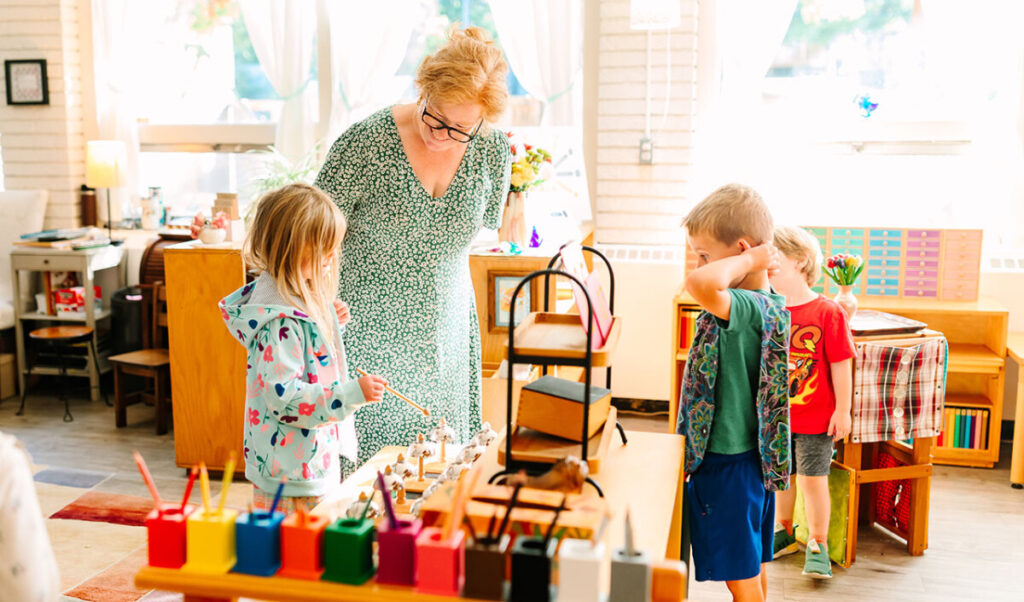 Teacher with her students