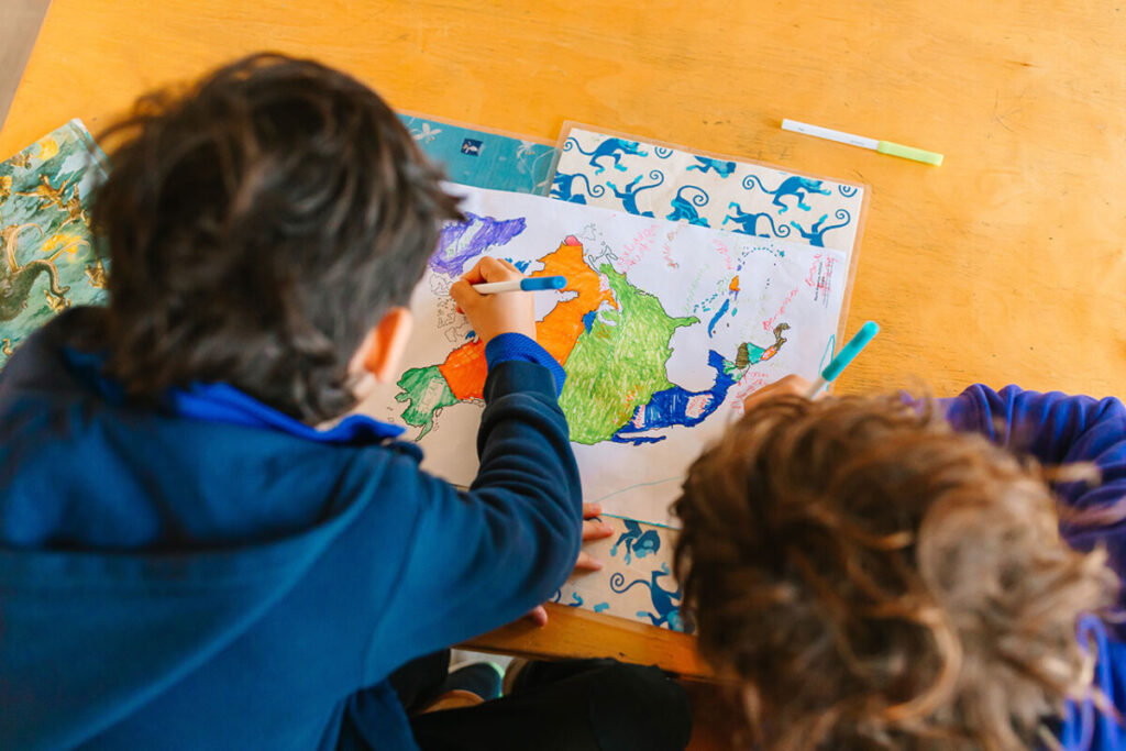 Students making maps